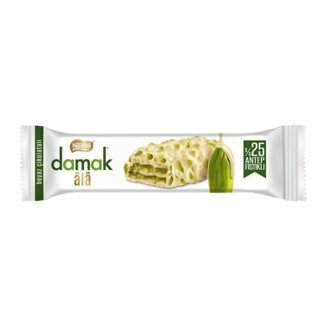 Damak Ala Antep Fıstıklı Beyaz Çikolatalı Gofret 30 Gr