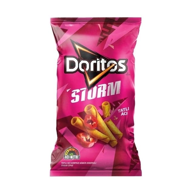 Mısır Cipsi Storm Tatlı Acı Kırmızı Biber Aromalı Süper Boy 125 Gr
