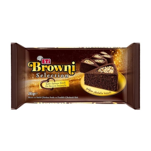 Browni Selection Bitter Ve Sütlü Çikolata Soslu Fındıklı Çikolatalı Kek 285 Gr