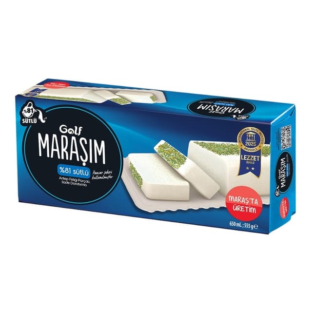 Maraşım %81 Sütlü Antep Fıstığı Parçalı Sade Dondurma 650 Ml
