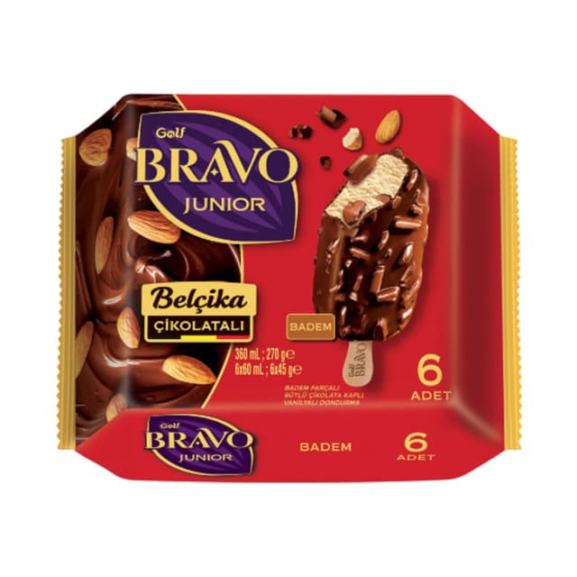 Bravo Junior Belçika Çikolatalı Badem 6'lı